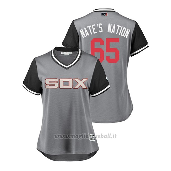 Maglia Baseball Donna Chicago White Sox Nate Jones 2018 Llws Players Weekend Nate's Nation Grigio